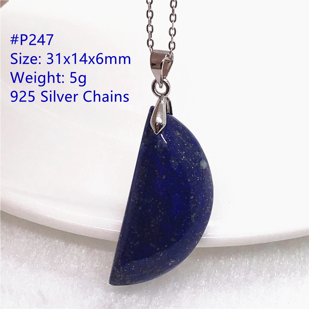 Crystal Pendant Necklace Natural Stone - Natural Royal Blue Lapis Lazuli Pendant