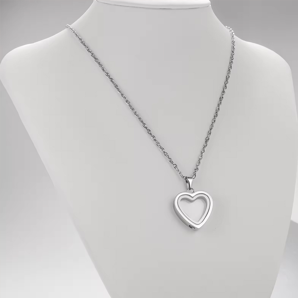 Glass of Heart Cremation Jewel - Heart Locket Necklace Photo review and price