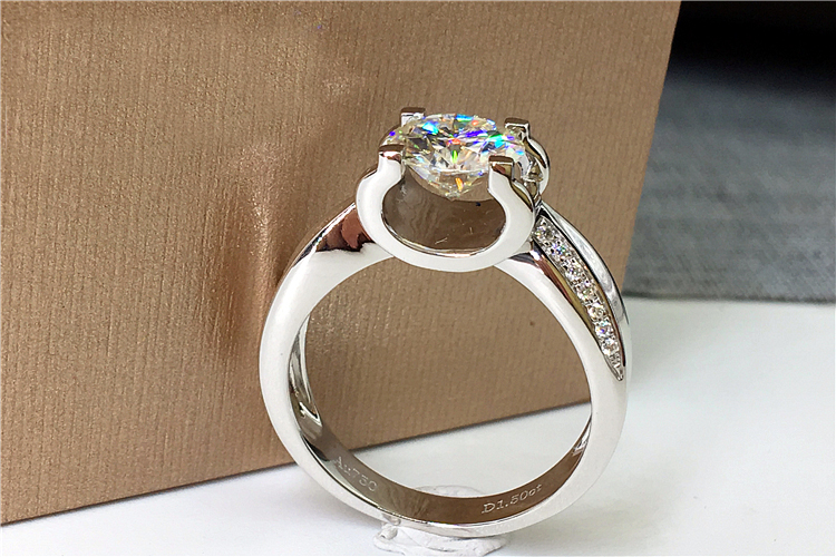 Custom Solid 14K Au585 White G - Moissanite Engagement Ring 1 Carat review and price