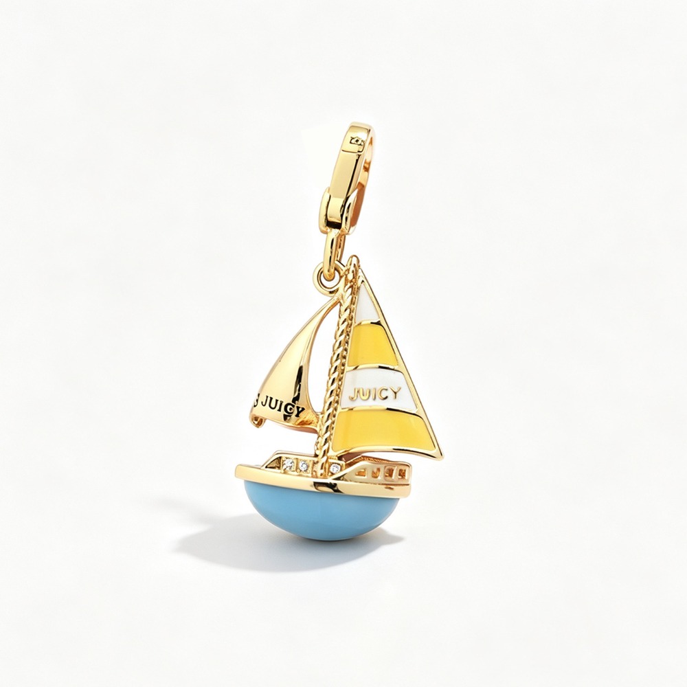 Elegant Enamel Glaze Blue Sail - Initial Letter Necklace 18K Gold review and price