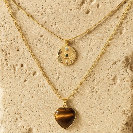 Layered Necklaces Natural Gems - Layered Pendant Necklace Aesthetic review and price
