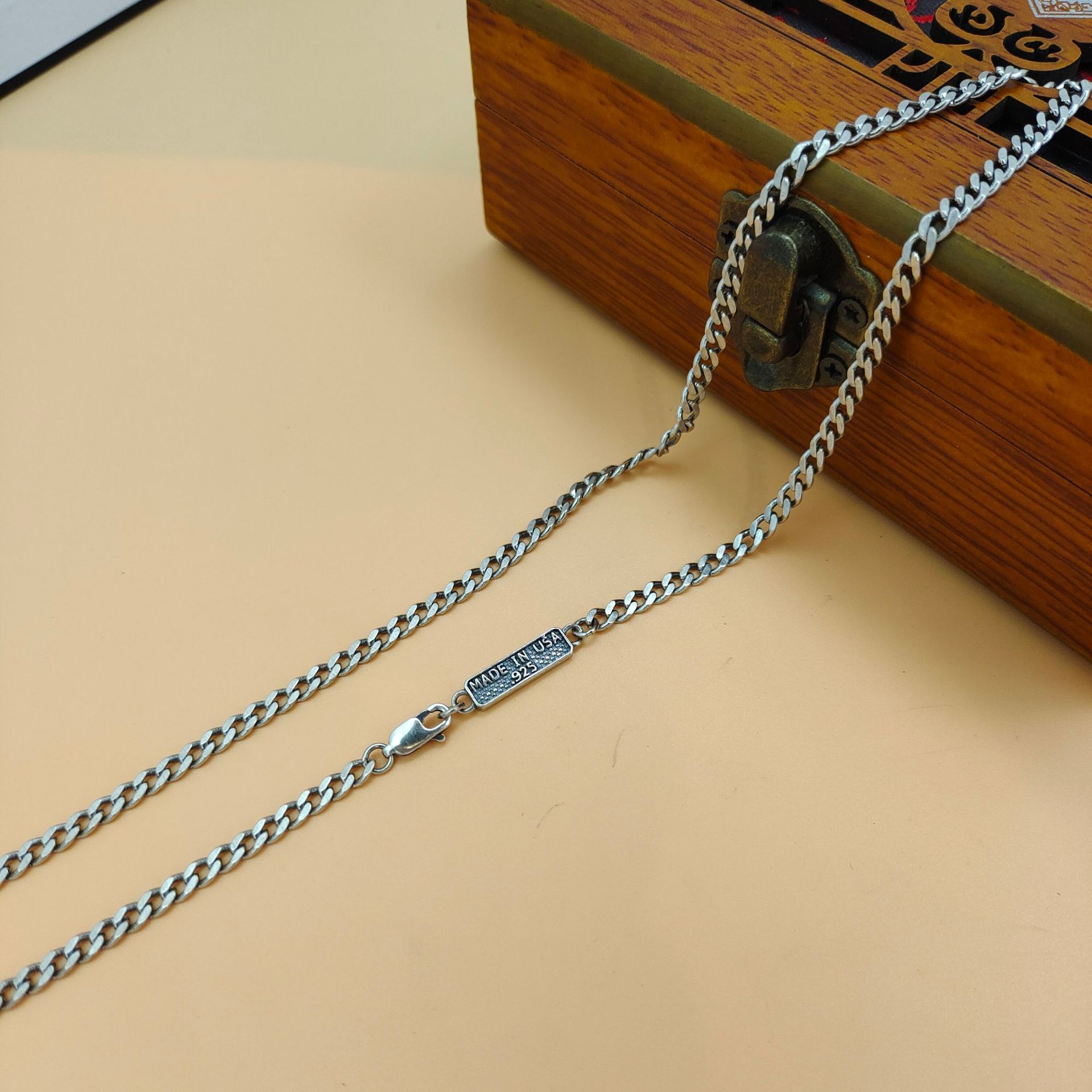 S925 sterling silver trendy pe - 925 Sterling Silver Chain Necklace Men review and price